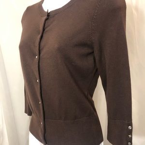 Express XS Brown sweater with ribbed bottom and buttoned front & quarter sleeve